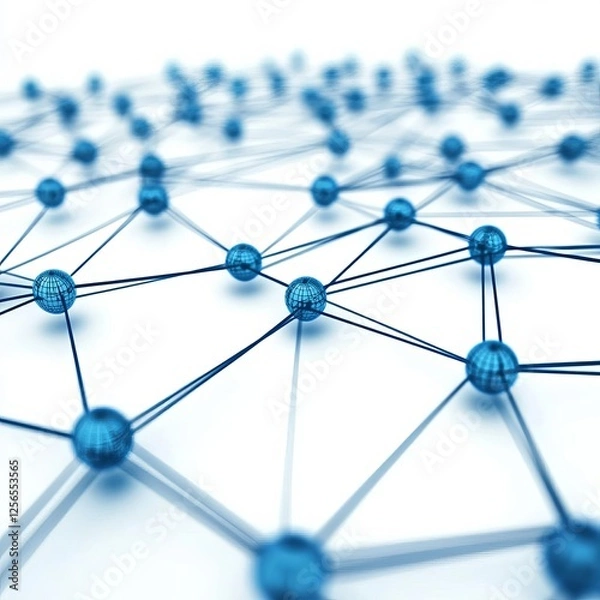 Fototapeta Business Management Teamwork Leadership Goal Setting Success Goal Achievement Abstract network connection with blue nodes.