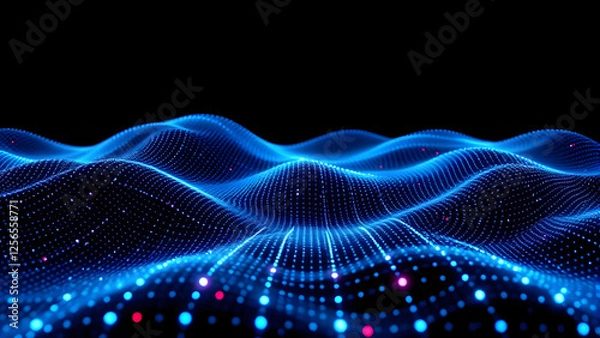 Obraz Abstract blue wave vector illustration with flowing lines