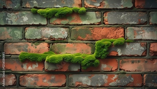 Fototapeta Moss-Covered Brick Wall