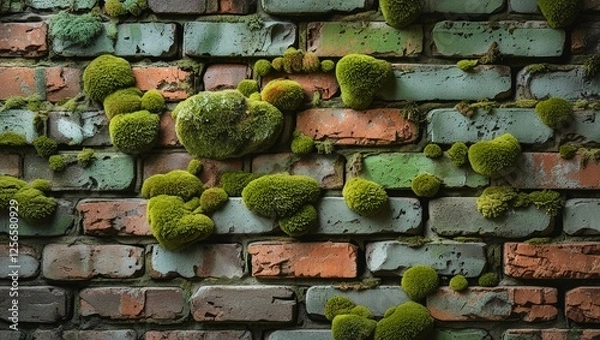 Fototapeta Moss-Covered Brick Wall