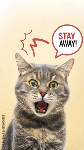 Fototapeta angry cat with speech bubble meme