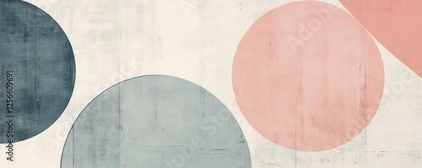 Obraz Abstract minimalist design with overlapping pastel circles on textured background