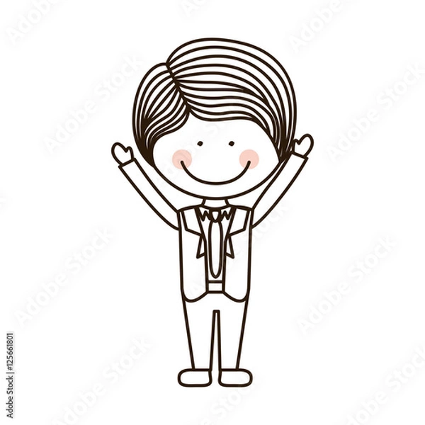 Fototapeta silhouette boy with open arms and formal suit vector illustration