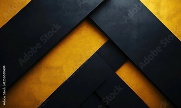 Fototapeta Abstract geometric background with black and gold intersecting stripes.