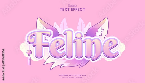 Fototapeta decorative cute feline editable text effect design