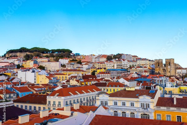 Obraz Aerial view of Alfama district, one of the oldest neighborhoods in Lisbon, Portugal