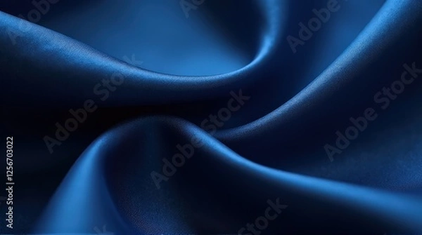 Fototapeta Elegant blue satin fabric with delicate waves and highlights, emphasizing a silky smooth texture and a refined, luxurious look.