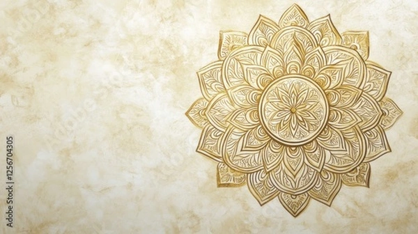 Obraz Golden Mandala on Beige Background, Design Element