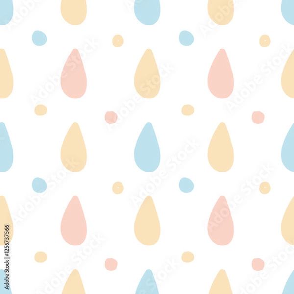 Fototapeta Cute macaron color water droplets vector print pattern, kids pattern, cute pattern, wallpaper, home textile pattern, background wallpaper.