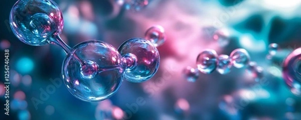 Fototapeta Scientific structure formed by molecules on abstract background