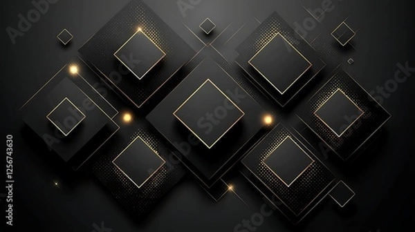 Fototapeta Abstract black gold squares background design.