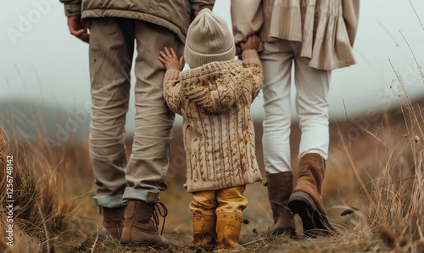 Obraz High resolution photo of young and modern family spending time together