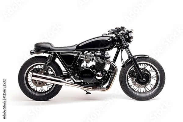 Obraz Stylish black motorcycle isolated on white background