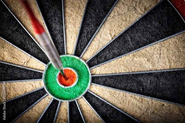 Obraz the darts in bull's eye, close up