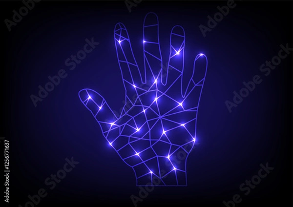 Fototapeta Abstract background with hand identified futuristic