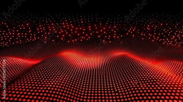 Fototapeta Red energy wave background, digital art, abstract design, website header.