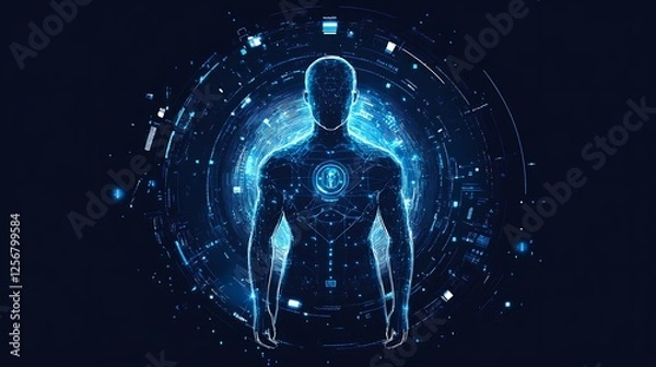 Fototapeta Digital Human Figure, Abstract Design, Futuristic Concept, Possible use in Technology or Science Illustration