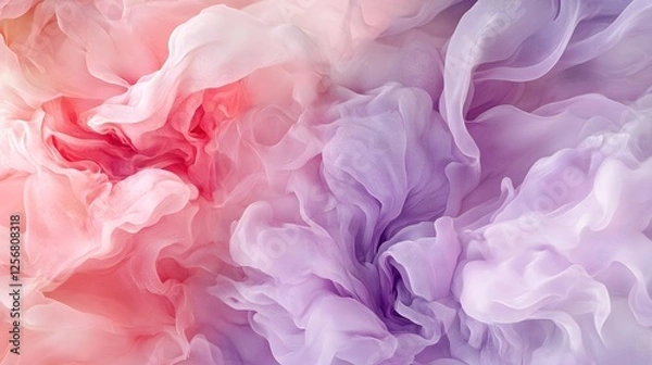 Fototapeta Soft Pink and Purple Waves with Gradient Texture in Photorealistic Style