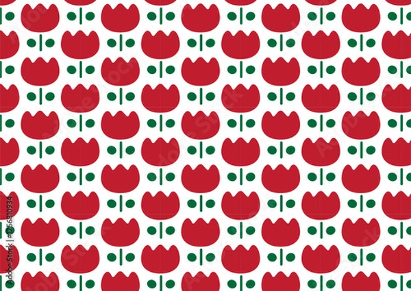 Fototapeta レトロなチューリップ　背景イラスト