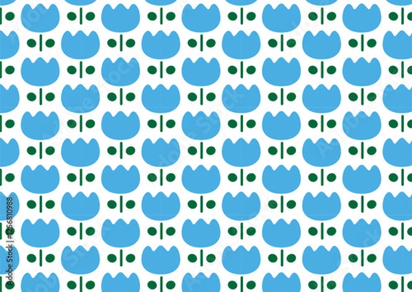 Fototapeta レトロなチューリップ　背景イラスト