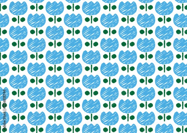 Obraz らくがきレトロチューリップ　背景イラスト