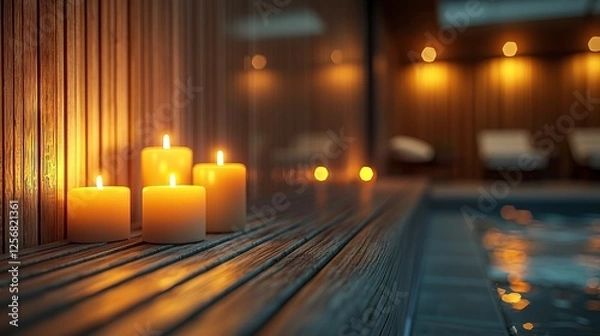 Fototapeta Tranquil Spa Scene with Soft Candle Light