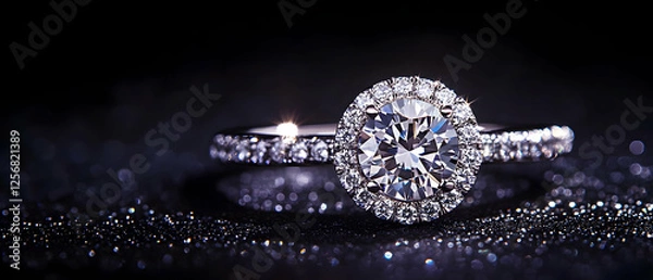 Obraz Diamond ring sparkle dark background