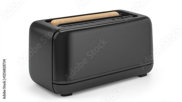 Fototapeta Modern Black Toaster on White Background