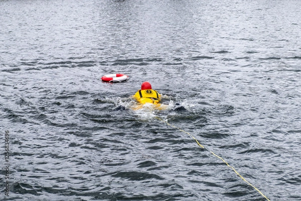Fototapeta Training operation at the Berlin training fire station 2500