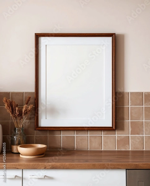 Fototapeta Empty frame in a kitchen mockup