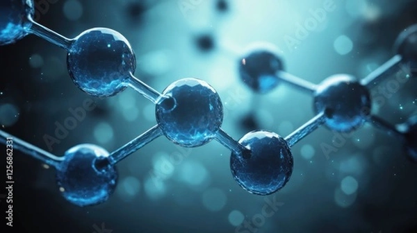 Fototapeta Molecular Structure Illustration with Atoms and Bonds in 3D Style for Science and Chemistry Background