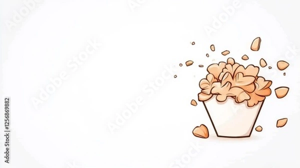 Obraz A bowl of popcorn bursting with excitement and scattered pieces flying in the air. Generative AI