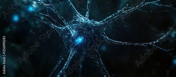 Fototapeta Exploring Neuron Structures: Microscopic Cell Analysis Reveals Intricate Networks and Complex Processes in the Brain