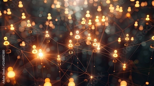 Fototapeta Glowing social network in digital space