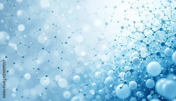 Fototapeta White and light blue medical abstract gradient background with molecules. web banner. Medical background in white and light blue gradient with molecular design.Science, technology and medical concept