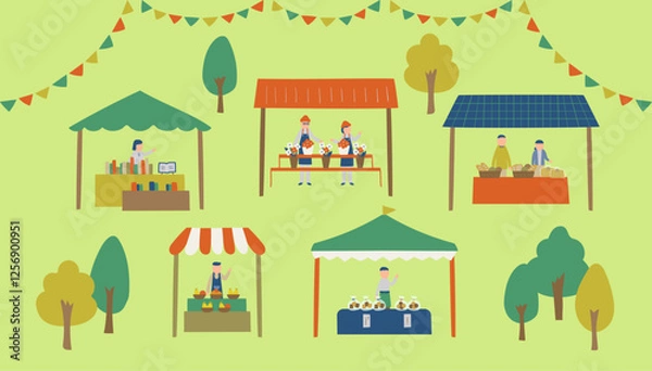 Fototapeta マルシェのイラスト