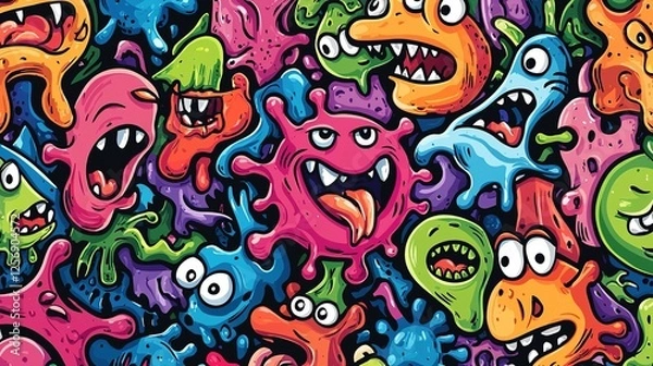 Fototapeta Colorful Monster Doodle Art