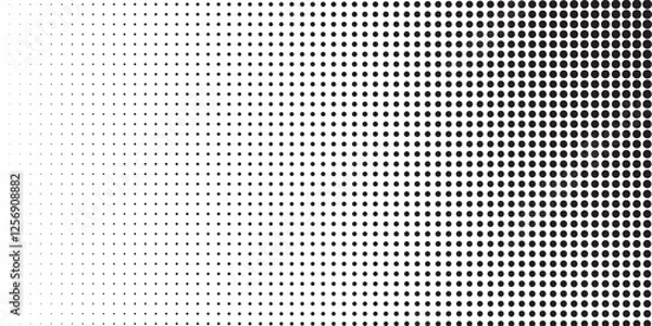 Fototapeta Dotted halftone gradient texture. Vanishing polka dot background. Repeating dots gradation pattern background. Black fading comic pop art overlay