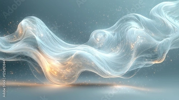 Fototapeta Ethereal flowing waves of light and energy against a soft gradient background