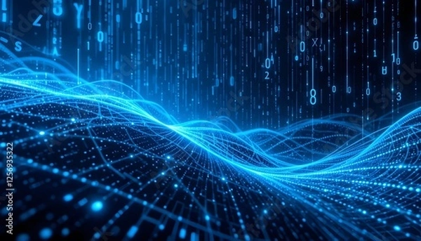 Fototapeta "Futuristic Digital Landscape: Flowing Energy and Data Streams"

