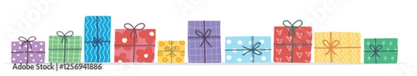 Obraz Gift boxes with ribbon and bow in a flat design	
