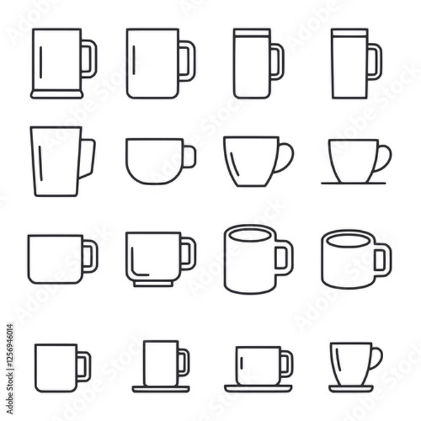 Fototapeta A set of 12 different types of cups