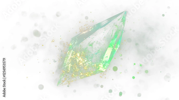 Fototapeta a green diamond with a glowing green sparkle
