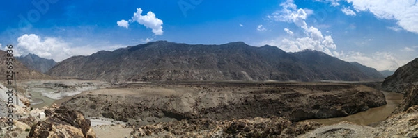 Fototapeta Confluence of Gilgit and Indus rivers, Gilgit-Baltistan, Pakistan