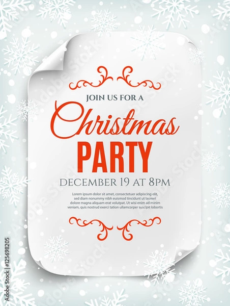 Obraz Christmas party invitation poster on winter background.