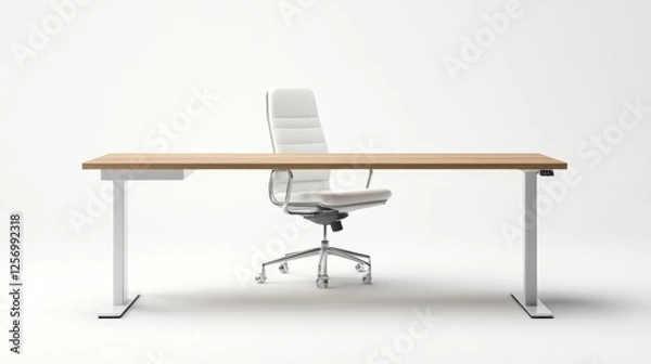 Fototapeta Empty Modern Office Desk and Chair, Workspace, Interior