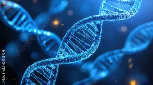 Fototapeta Blue DNA Helix Structure in a Molecular Science Background