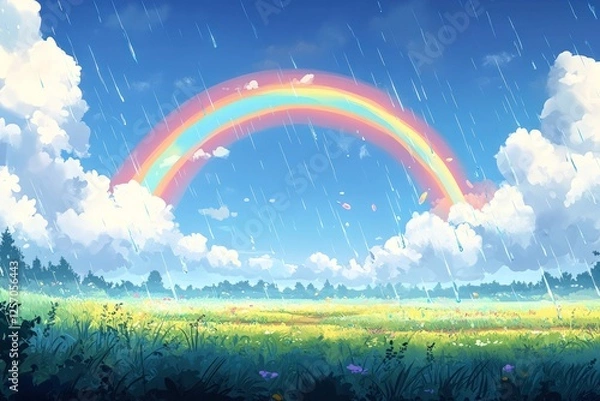 Fototapeta rainbow over the field