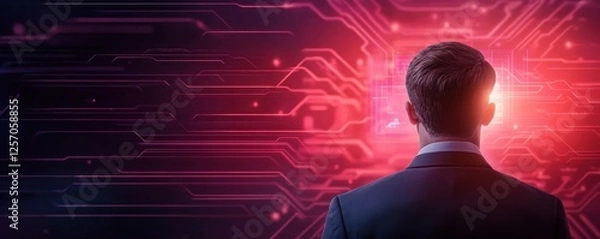 Fototapeta man with binary code