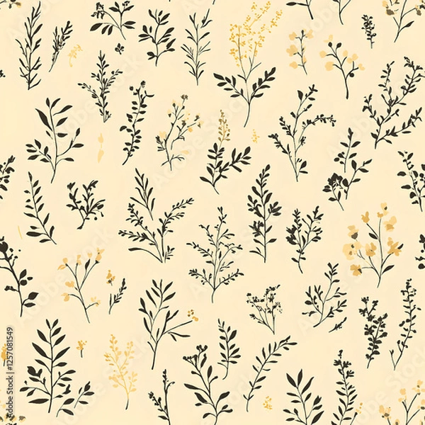 Obraz Delicate Floral Pattern on Beige Background